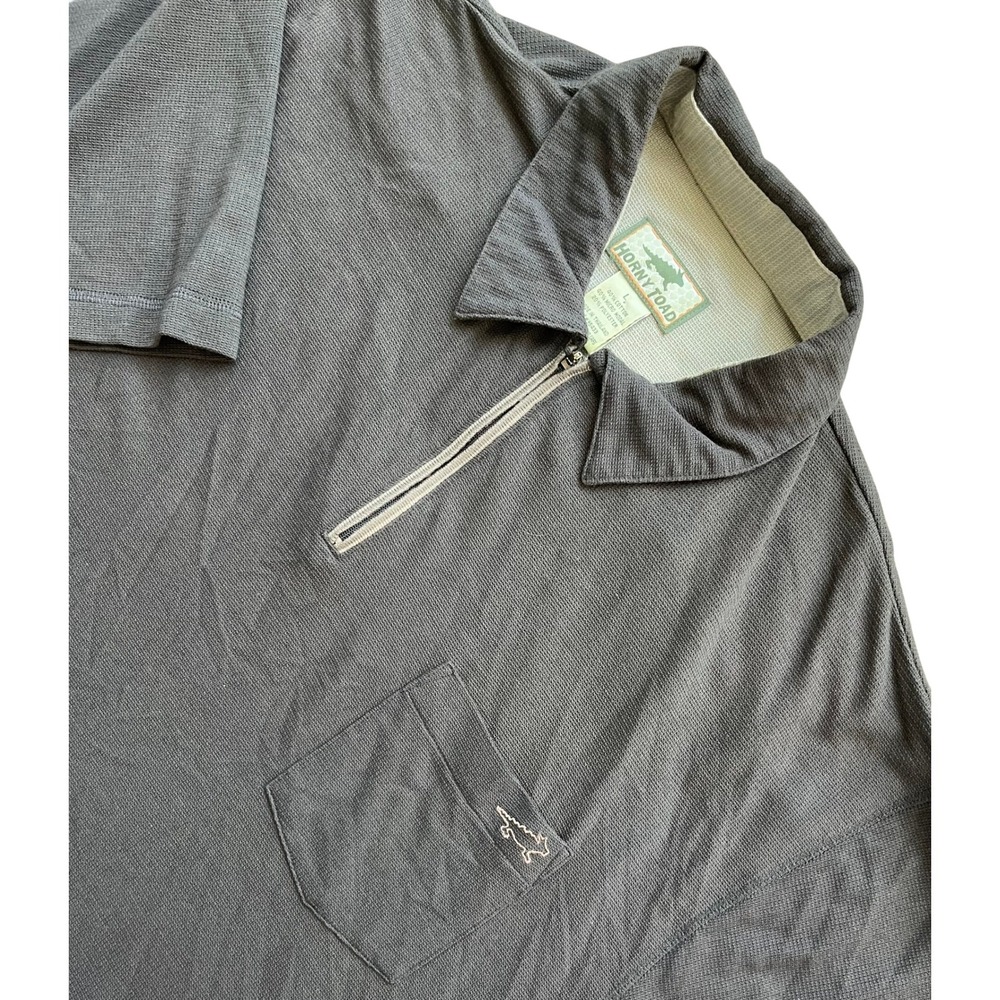Horny Toad 1/4 Zip Polo Shirt Short Sleeve Pocket‎ Casual Gray Size Large L